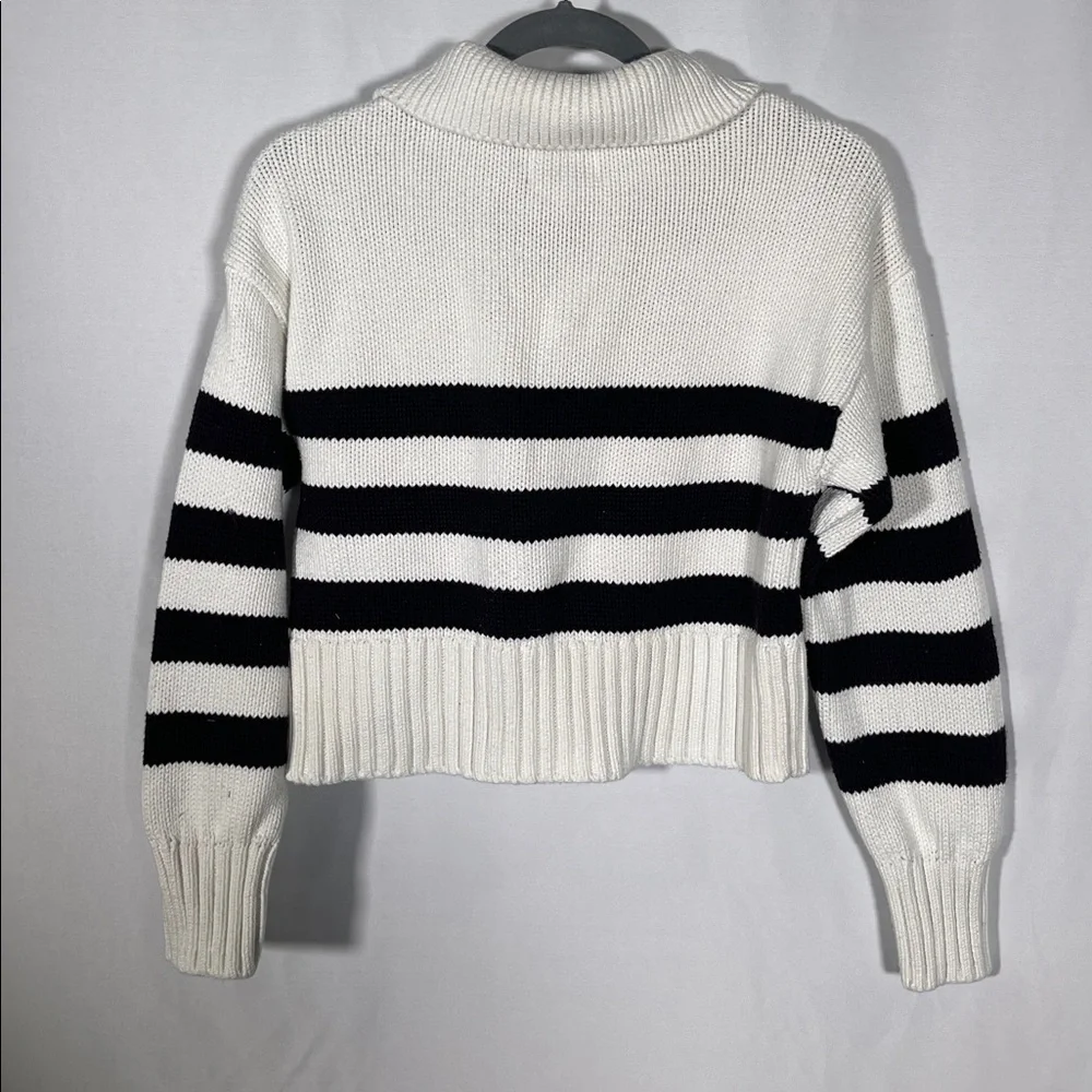 PISTOLA ARLO WOMENS STRIPED POLO SWEATER BLACK WHITE XS